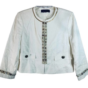 Harve Benard By Bernard Holtzman Women's Gold Sequin Beaded Blazer Jacket 12‎